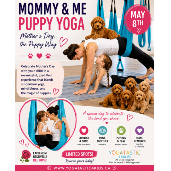 Mother’s Day Mommy & Me Puppy Yoga - 12:30pm-1:30pm (1/2 PRICE! Daytime Experience)